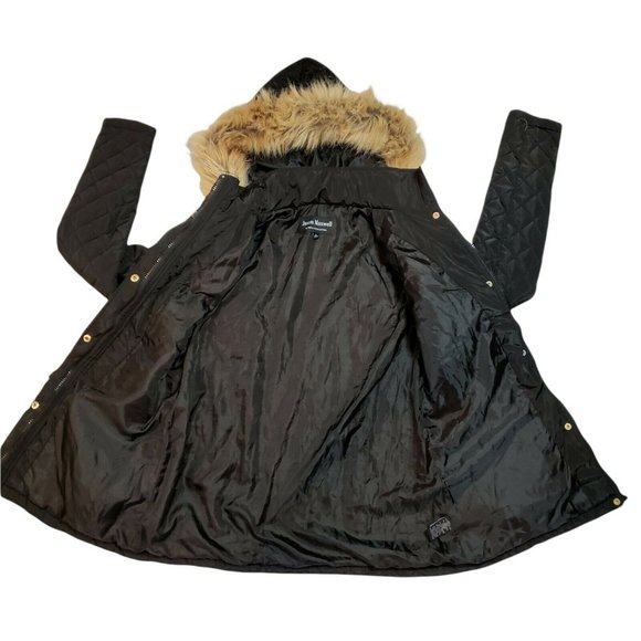Jason Maxwell Black faux fur trim button down full zipper long sleeve coat Small - Picture 4 of 7
